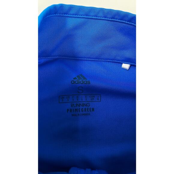Adidas sz S running prime green vivid blue 1/4 zip with thumb holes performance - Picture 3 of 5